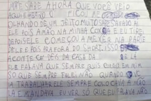 Menina de 9 anos denuncia abusos de padrasto à mãe: “Pôs para fora”