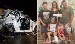Família sobrevive após ser esmagada por duas carretas