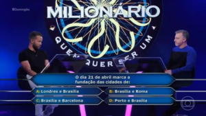 Entenda pergunta que fez participante perder prêmio de R$ 1 milhão em ‘Quem quer ser um milionário’